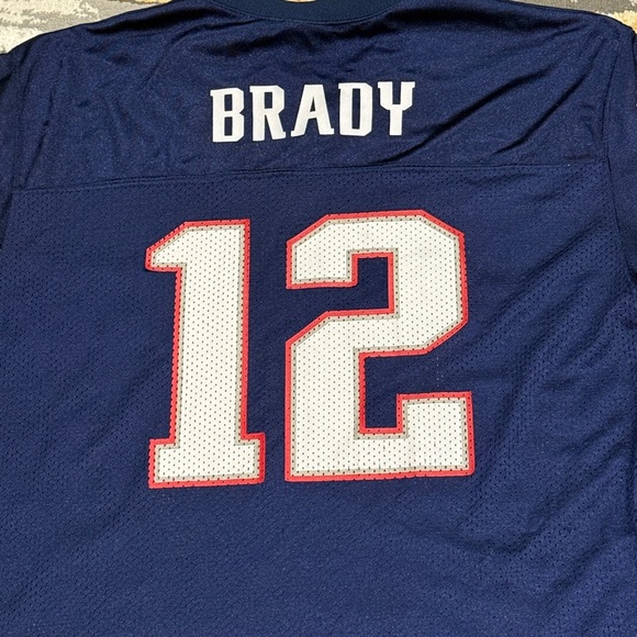 Vintage New England Patriots Tom Brady Blue Reebok Football Jersey Youth XL - Picture 3 of 8